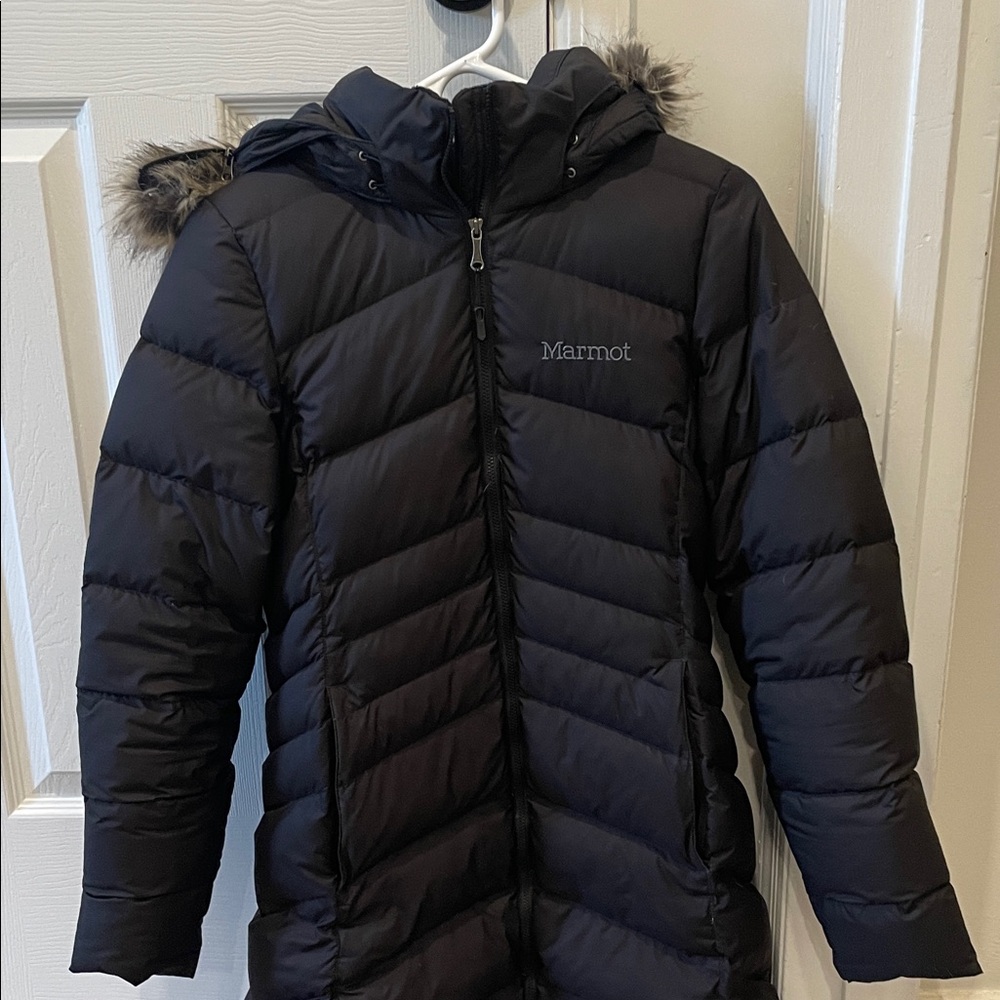 Marmot Puffer Jacket with Fur Trim